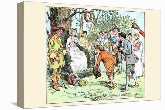 Tossing a Garland of Flowers to the Queen of the Dance-Randolph Caldecott-Stretched Canvas