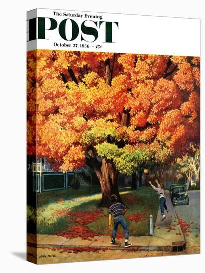 "Tossing the Football" Saturday Evening Post Cover, October 27, 1956-John Falter-Premier Image Canvas