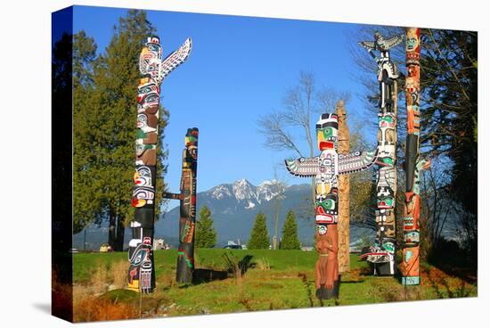 Totem's Poles in Stanley Park-null-Stretched Canvas