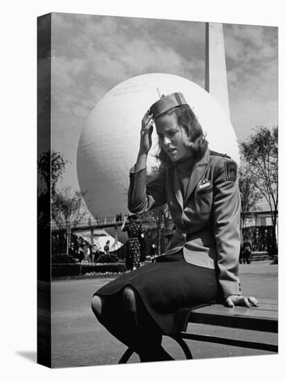 Tour Guide at the New York World's Fair, Taking a Rest after a Long Day's Work-David Scherman-Premier Image Canvas