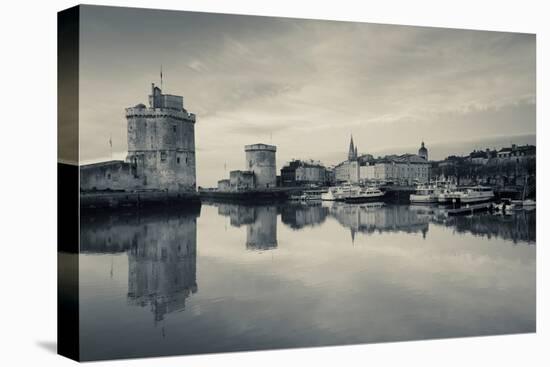 Tour St-Nicholas and Tour De La Chaine Towers at Dawn, Old Port, La Rochelle, Charente-Maritime-null-Stretched Canvas