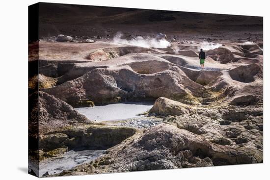 Tourist at Sol De Manana Geothermal Basin Area, Altiplano of Bolivia, South America-Matthew Williams-Ellis-Premier Image Canvas