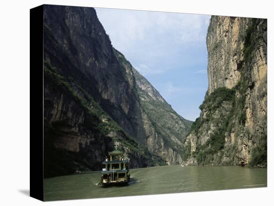 Tourist Boat in the Longmen Gorge, First of the Small Three Gorges, Yangtze Gorges, China-Tony Waltham-Premier Image Canvas