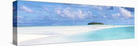 Tourist Couple on Sand Bar in Aitutaki Lagoon, Cook Islands-Matteo Colombo-Premier Image Canvas