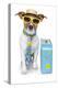 Tourist Dog With A Hat A Tie And A Case-Javier Brosch-Premier Image Canvas