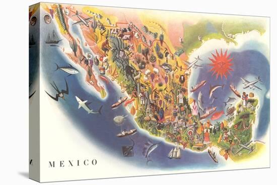 Tourist Map of Mexico-null-Stretched Canvas