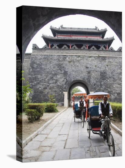 Tourist Rickshaw at a City Gate Watch Tower, Qufu City, Shandong Province, China-Kober Christian-Premier Image Canvas