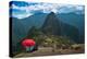 Tourist under the Shade of A Red Umbrella Looking at Machu Picchu-Mark Skalny-Premier Image Canvas