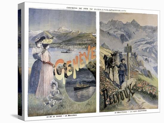 Touristic Posters of Paris-Lyon-Mediterranee, Geneve and Mount Pelvoux-null-Premier Image Canvas