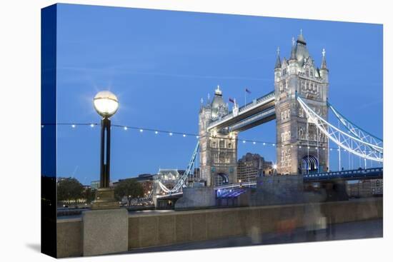 Tourists and Passers by Stop to Take Pictures of Tower Bridge at Dusk-Charlie Harding-Premier Image Canvas