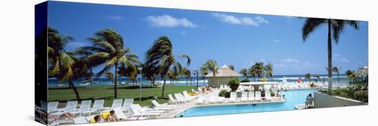 Tourists at Poolside in a Seaside Resort, Montego Bay, St. James Parish, Jamaica-null-Stretched Canvas