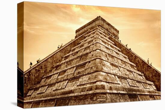 Tourists Climb the Pyramid of Kukulcan-Thom Lang-Premier Image Canvas