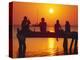 Tourists Enjoying the Sunset, Roatan, Largest of the Bay Islands, Honduras, Caribbean Sea-Robert Francis-Premier Image Canvas