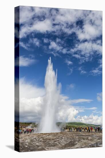 Tourists Gather to Watch Strokker Geyser (Geysir), an Erupting Spring at Haukadalur, Iceland-Michael Nolan-Premier Image Canvas