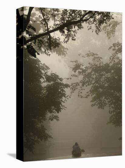 Tourists in Dugout Canoe, Yasuni National Park Biosphere Reserve, Amazon Rain Forest, Ecuador-Pete Oxford-Premier Image Canvas