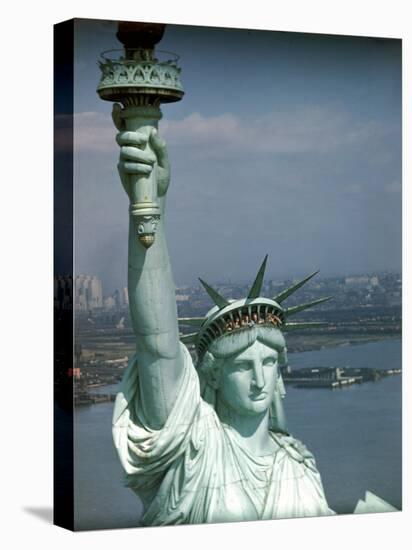 Tourists Looking Out from the Statue of Liberty Crown-Ralph Morse-Premier Image Canvas