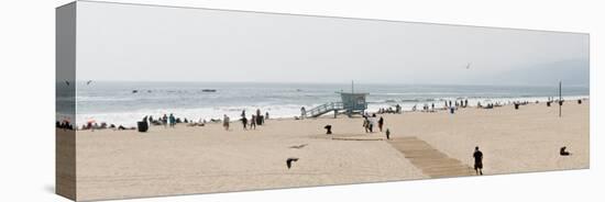 Tourists on the Beach, Santa Monica Beach, Santa Monica, California, USA-null-Premier Image Canvas