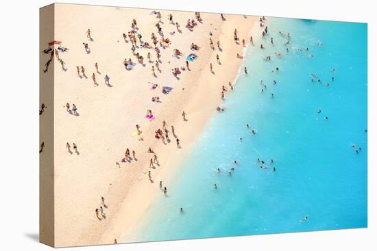 Tourists on the Sand Beach of Navagio Zakynthos Greece.-Calin Stan-Premier Image Canvas