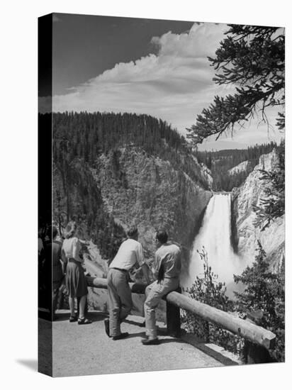 Tourists Viewing Waterfall in Yellowstone National Park-Alfred Eisenstaedt-Premier Image Canvas