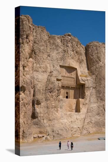 Tourists walking in front of Tomb of Darius the Great, Naqsh-e Rostam Necropolis, near Persepolis, -James Strachan-Premier Image Canvas