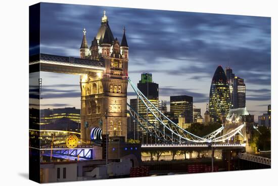 Tower Bridge and the City of London at Night, London, England, United Kingdom, Europe-Miles Ertman-Premier Image Canvas