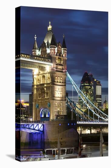 Tower Bridge and the Financial District at Night, London, England, United Kingdom, Europe-Miles Ertman-Premier Image Canvas