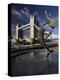 Tower Bridge and the Girl with a Dolphin Sculpture, London, England-Amanda Hall-Premier Image Canvas