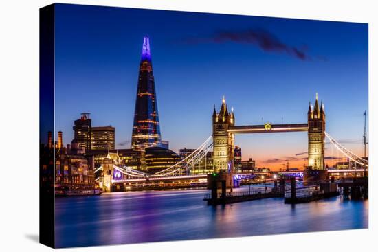 Tower Bridge and The Shard at sunset, London, England, United Kingdom, Europe-Ed Hasler-Premier Image Canvas