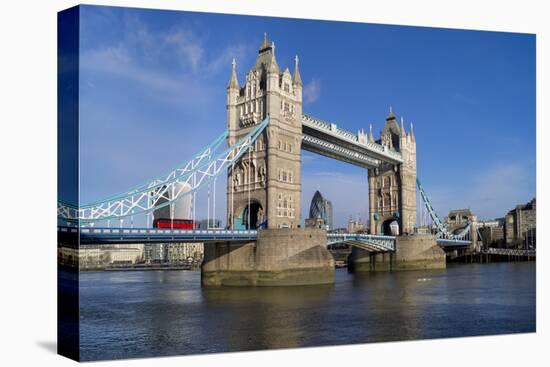 Tower Bridge is viewed from a low angle towrds London City-Charles Bowman-Premier Image Canvas