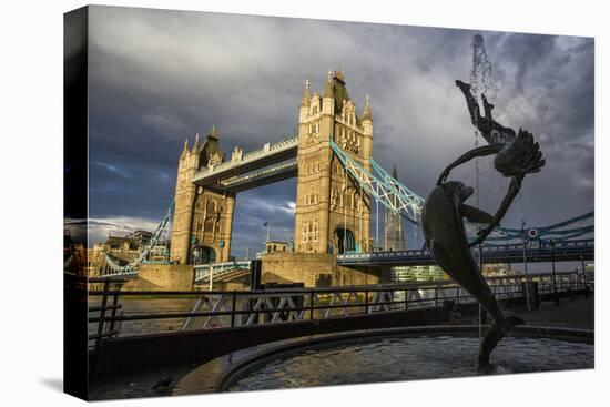 Tower Bridge Of London, With David Wynne's 'Girl With A Dolphin' Statue 1973 N Bank Of The Thames-Karine Aigner-Premier Image Canvas