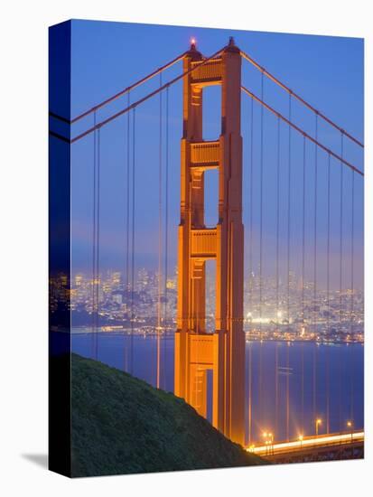 Tower of Golden Gate Bridge and San Francisco at Dusk-Julie Eggers-Premier Image Canvas