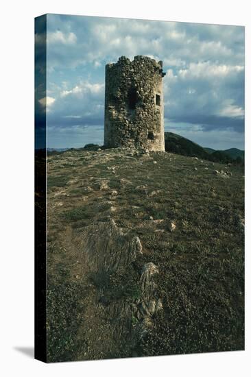 Tower on Cape Teulada, Sardinia, Italy-null-Premier Image Canvas