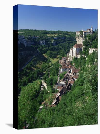 Town and Church Overlook a Green Valley at Rocamadour, Lot, Midi Pyrenees, France, Europe-Richardson Rolf-Premier Image Canvas