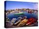 Town Buildings and Colorful Boats in Bay, Rockport, Maine, USA-Jim Zuckerman-Premier Image Canvas