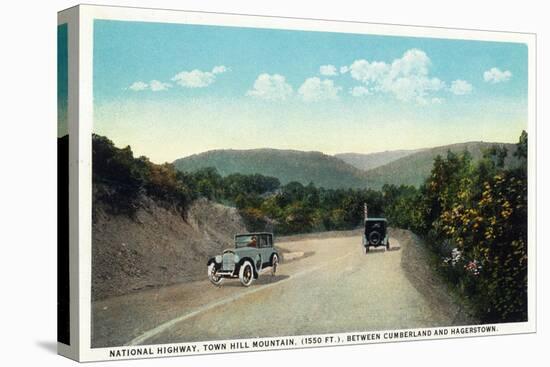 Town Hill Mountain, Maryland - National Road Between Cumberland and Hagerstown-Lantern Press-Stretched Canvas