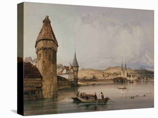 Town of Lucerne, on the lake of Quatre Cantons, 1838 watercolor-William Callow-Premier Image Canvas