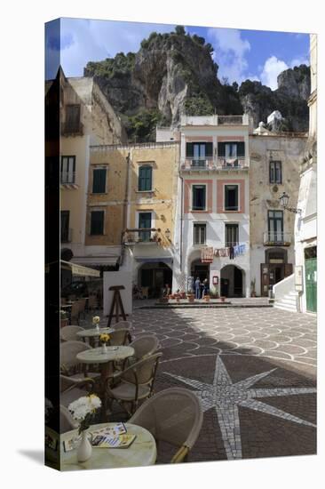 Town Square with Restaurant Tables and Colourful Buildings-Eleanor Scriven-Premier Image Canvas