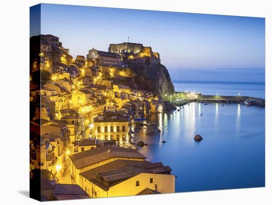 Town View at Dusk, With Castello Ruffo, Scilla, Calabria, Italy-Peter Adams-Premier Image Canvas