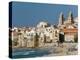 Town View with Duomo from Beach, Cefalu, Sicily, Italy-Walter Bibikow-Premier Image Canvas