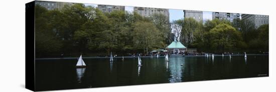 Toy Boats Floating on Water, Central Park, Manhattan, New York, USA-null-Premier Image Canvas