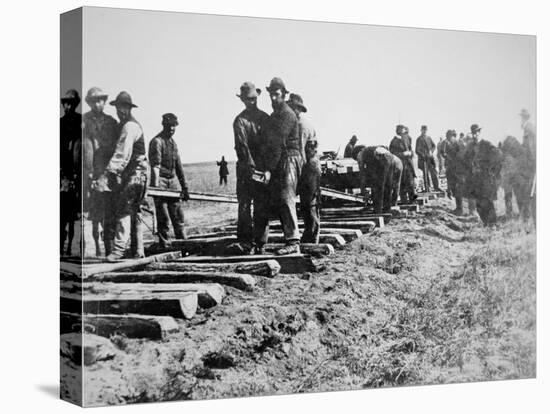 Track-Layers Gang-Building the Union Pacific Railroad Through American Wilderness, 1860S-null-Premier Image Canvas