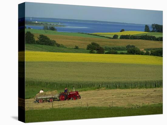 Tractor in Field at Harvest Time, East of Faborg, Funen Island, Denmark, Scandinavia, Europe-Woolfitt Adam-Premier Image Canvas