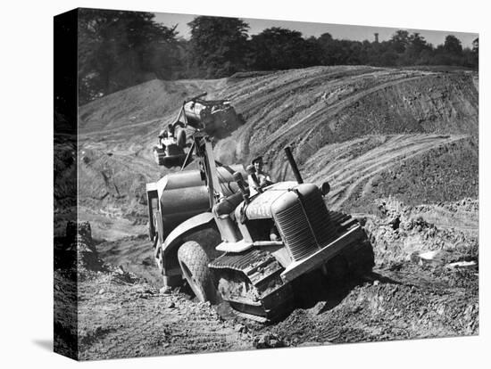 Tractor Unit Pulling an Earth Grading Machine at a Site Near Rotherham, South Yorkshire, 1954-Michael Walters-Premier Image Canvas