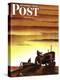 "Tractors at Sunset," Saturday Evening Post Cover, October 3, 1942-Arthur C. Radebaugh-Premier Image Canvas