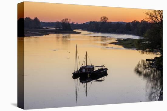 Traditional boats on Loire River, Chouze-sur-Loire, UNESCO World Heritage Site, Indre et loire, Loi-Nathalie Cuvelier-Premier Image Canvas