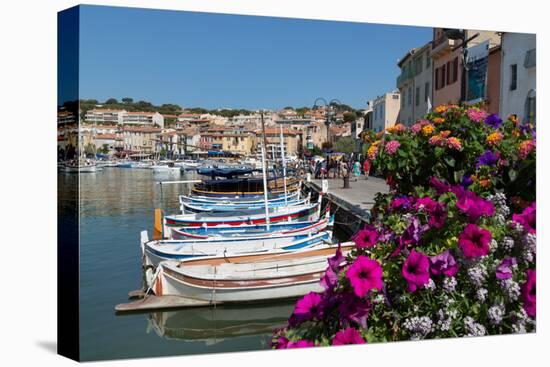 Traditional Fishing Boats Moored in the Harbour of the Historic Town of Cassis, Mediterranean-Martin Child-Premier Image Canvas