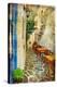 Traditional Greek Tavernas - Artwork In Painting Style-Maugli-l-Stretched Canvas