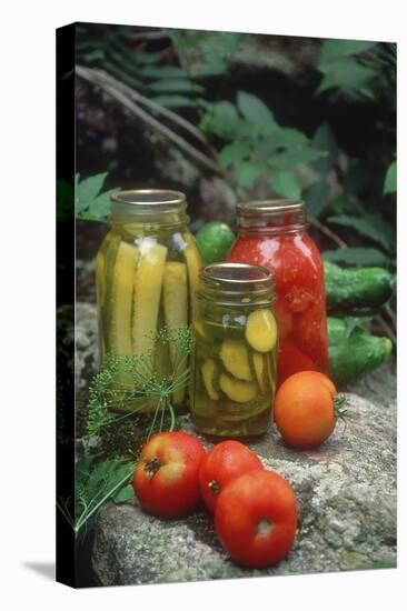Traditional Home-Preserved Pickles and Tomatoes-null-Premier Image Canvas