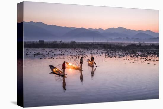 Traditional Intha fisherman, Inle Lake, Shan State, Burma, (MR)-Jan Christopher Becke-Premier Image Canvas
