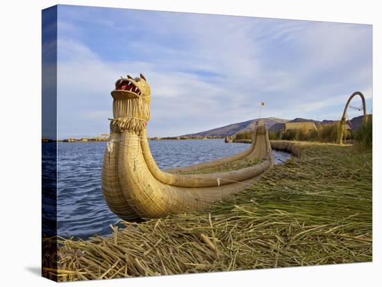 Traditional Reed Boat Uros Island, Flotantes, Lake Titicaca, Peru, South America-Simon Montgomery-Premier Image Canvas